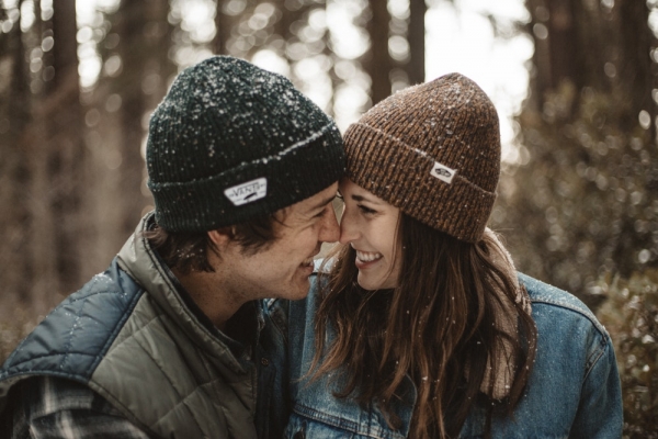 smiling couple with close face