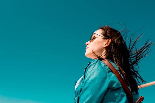 Woman Wearing Blue Jacket