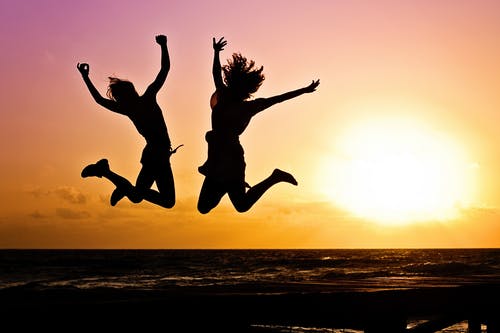 Two Person Standing in Silhouette Photography