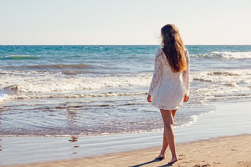 Young Woman, Woman, Sea, Ocean