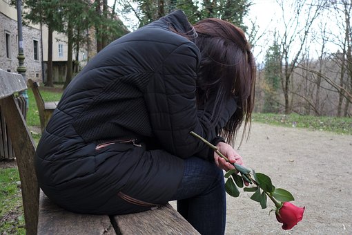 Sad Girl, Red Rose, Lonely, Depressive